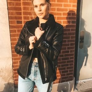 Forever 21 Faux Leather Aviator Biker Jacket